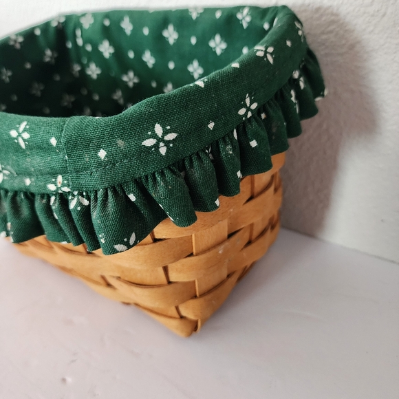 Longaberger 1997 Angled Basket With Green Floral Liner Card Keeper Basket - Picture 4 of 12